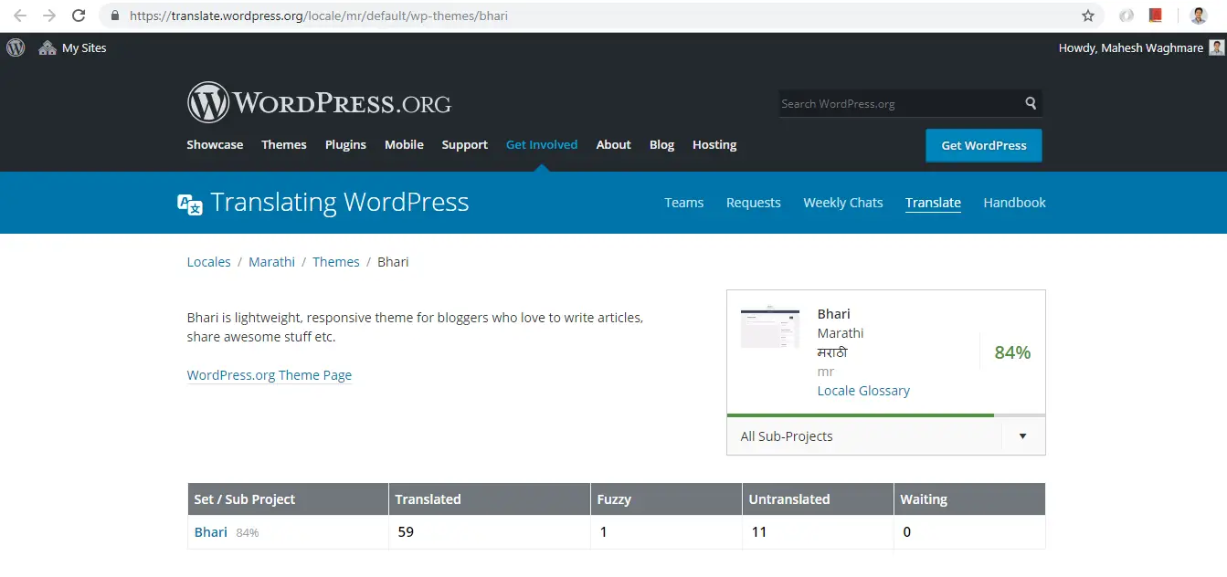 Journey Behind Translating the WordPress Bhari theme 3