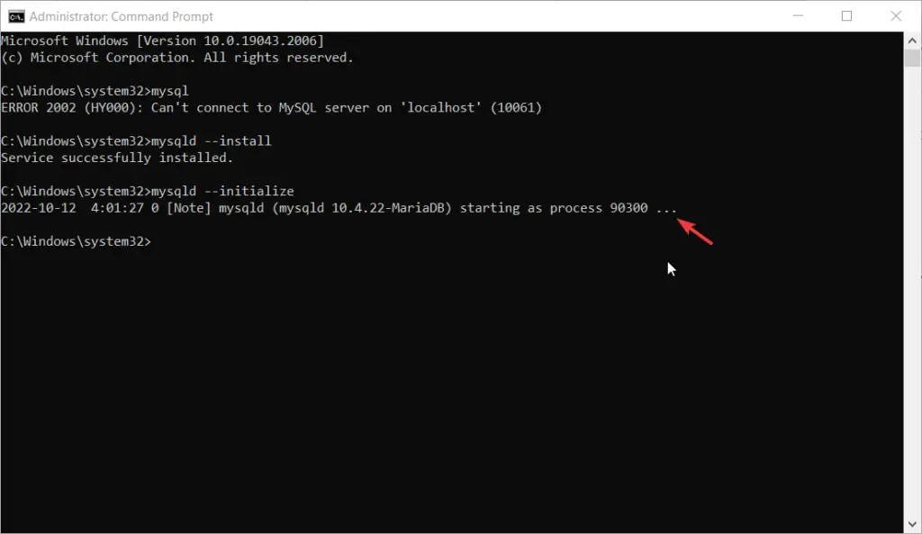 [Solved] ERROR 2002 (HY000): Can't connect to MySQL server on 'localhost' (10061) 3